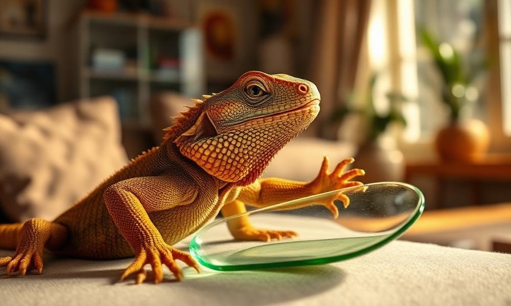 bearded dragon glass surfing why - home environment