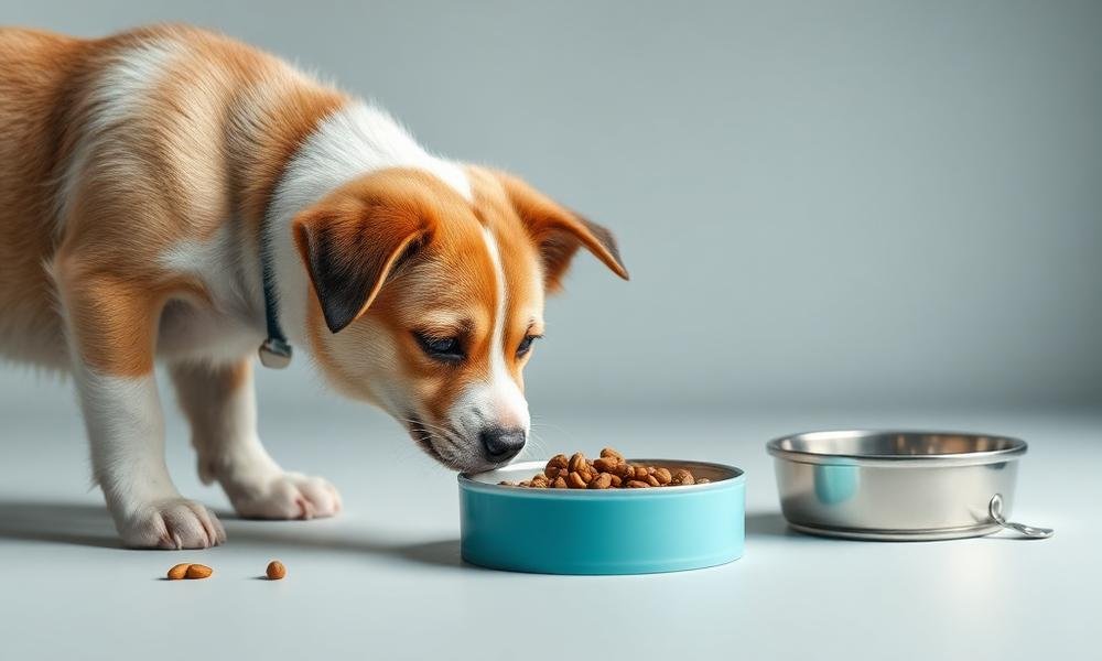owner checking chihuahua dog food ingredients