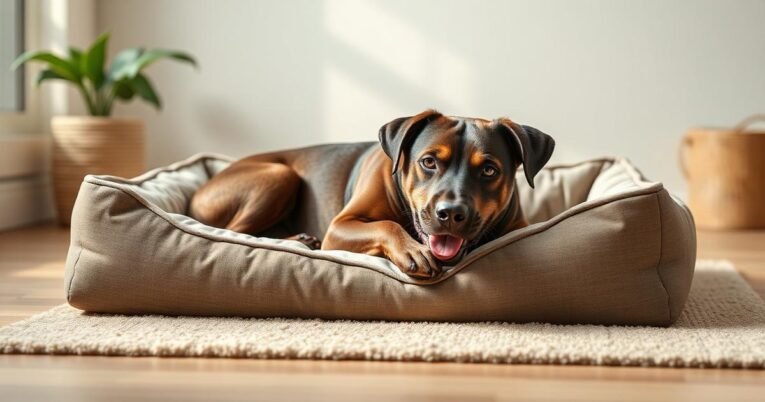 Chewing Dog Bed in a calm indoor dog-bed setup