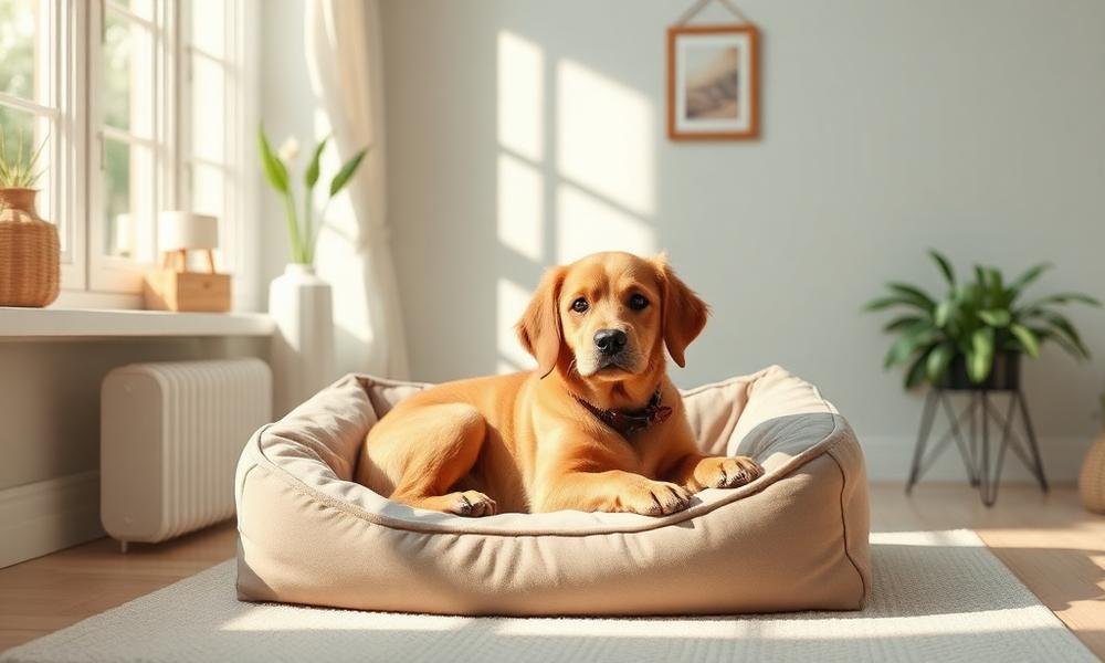 Fresh easy-clean dog bed in a bright room